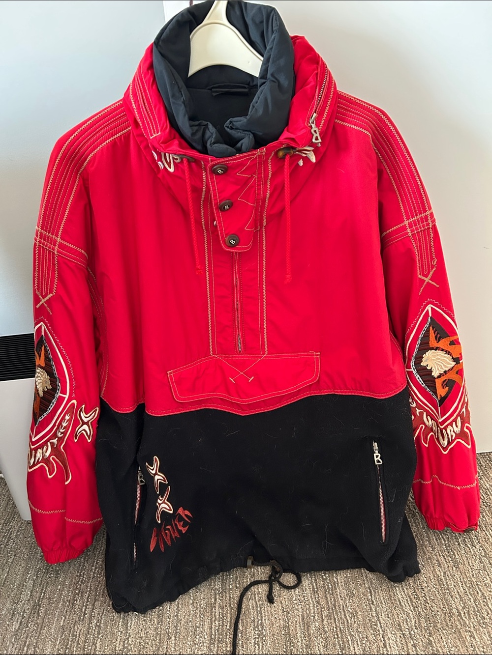 Bogner Red and Black Pullover Ski Anorak